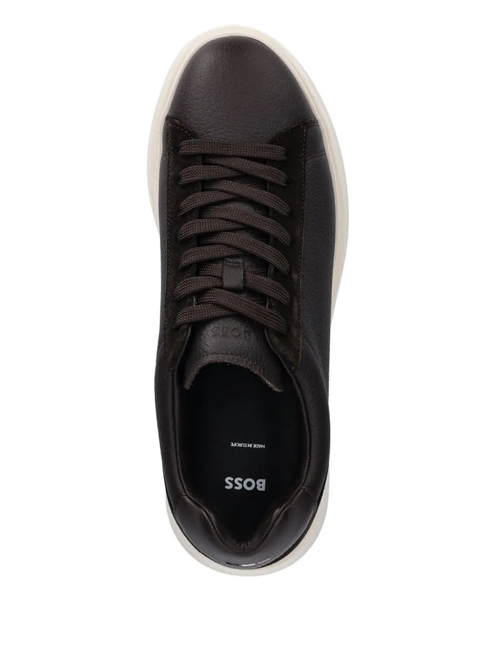 Boss Suede-Panel Lace-Up Sneakers