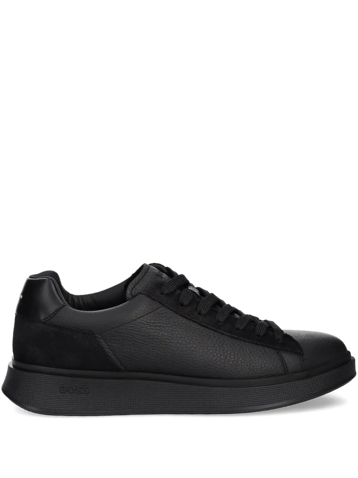 Boss Textured-Leather Panelled Sneakers