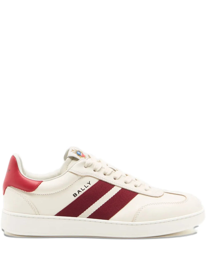 Bally Retro Crest Striped Leather Sneakers