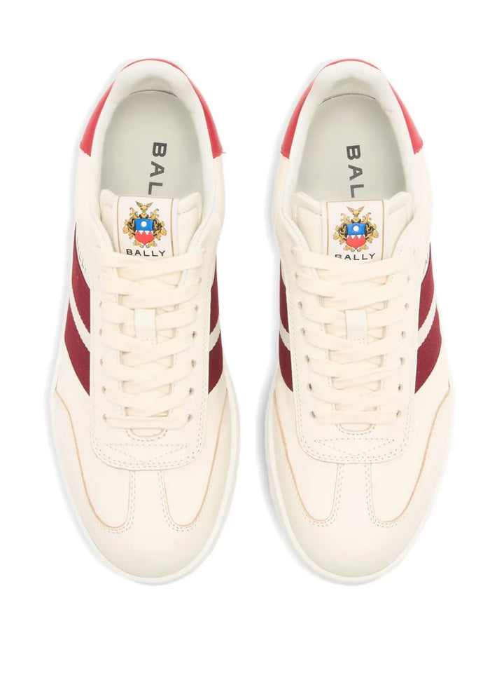 Bally Retro Crest Striped Leather Sneakers