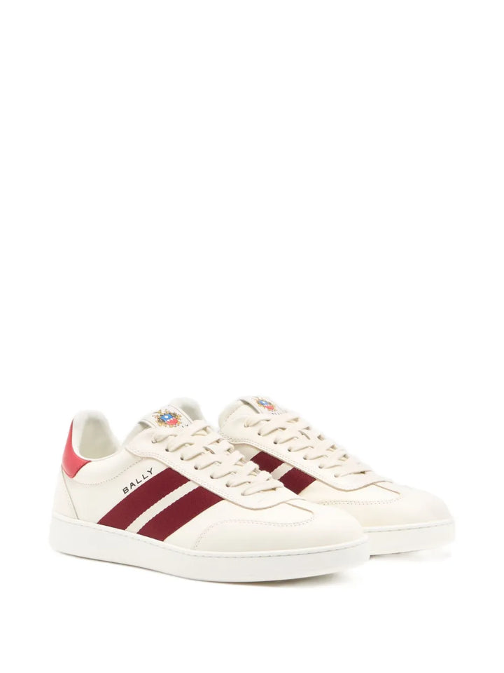 Bally Retro Crest Striped Leather Sneakers