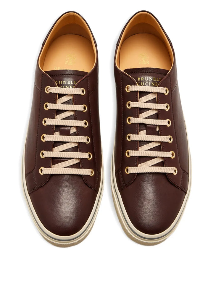 Brunello Cucinelli Lace-Up Leather Sneakers
