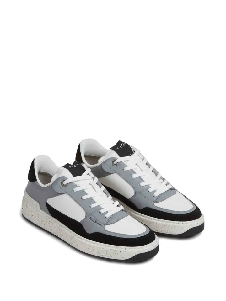 Balmain B-Court Flip Panelled Leather Sneakers