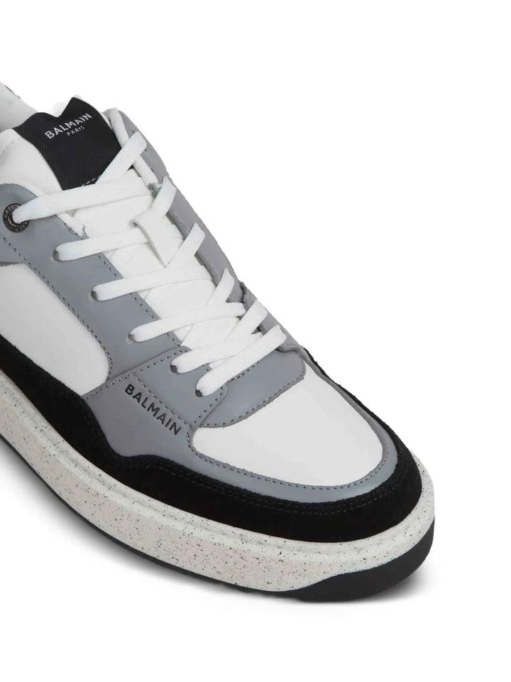 Balmain B-Court Flip Panelled Leather Sneakers