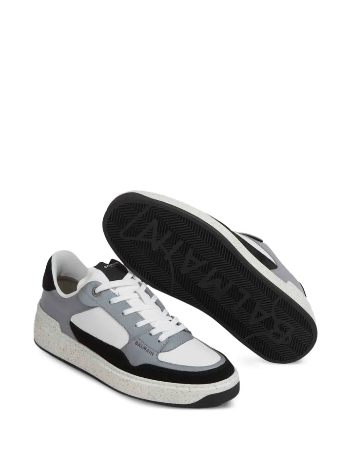 Balmain B-Court Flip Panelled Leather Sneakers