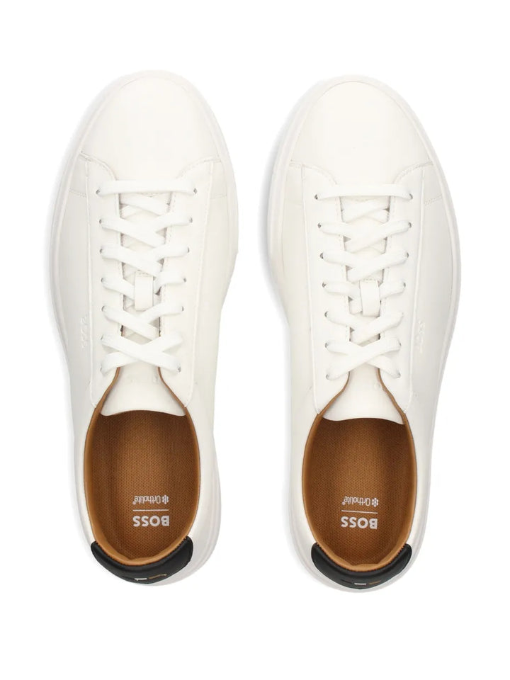 Boss Embossed-Logo Leather Sneakers