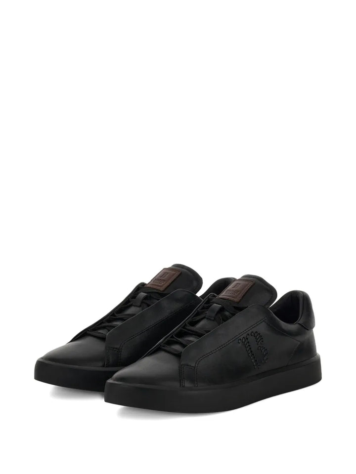 Boggi Milano Embroidered Logo Leather Sneakers