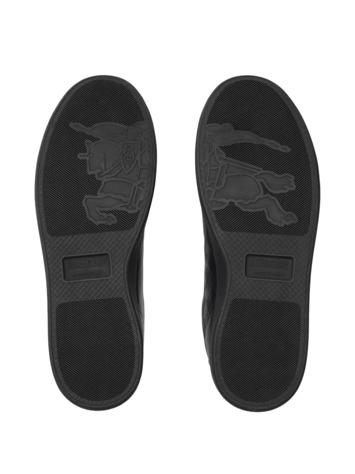 Burberry Embossed-Check Leather Sneakers