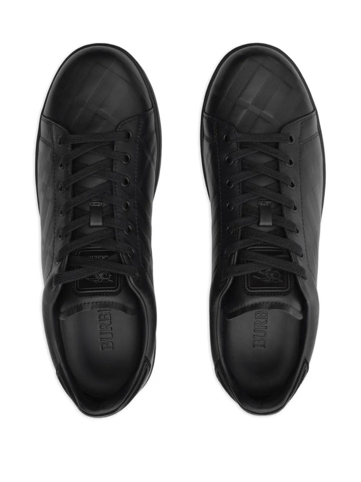 Burberry Embossed-Check Leather Sneakers