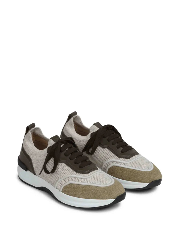 Brioni Panelled Knitted Sneakers