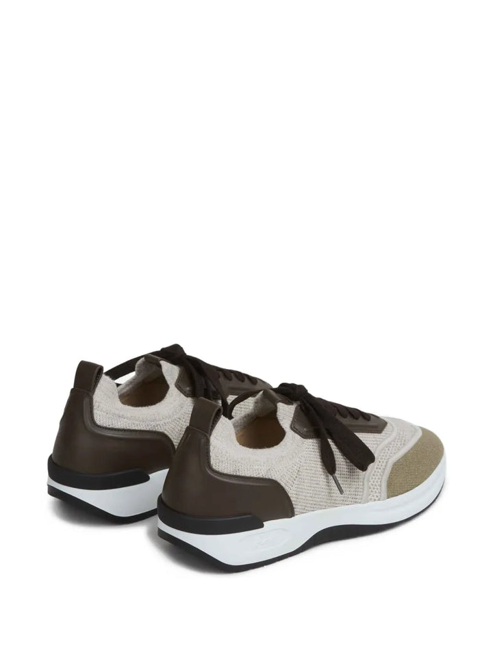 Brioni Panelled Knitted Sneakers
