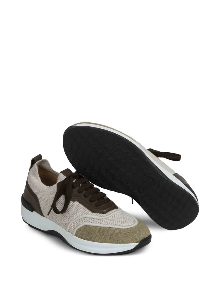 Brioni Panelled Knitted Sneakers
