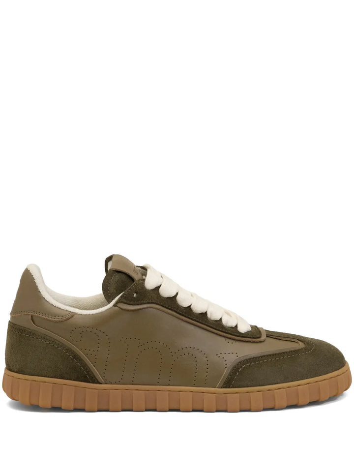 Ami Paris Step Perforated-Logo Leather Sneakers