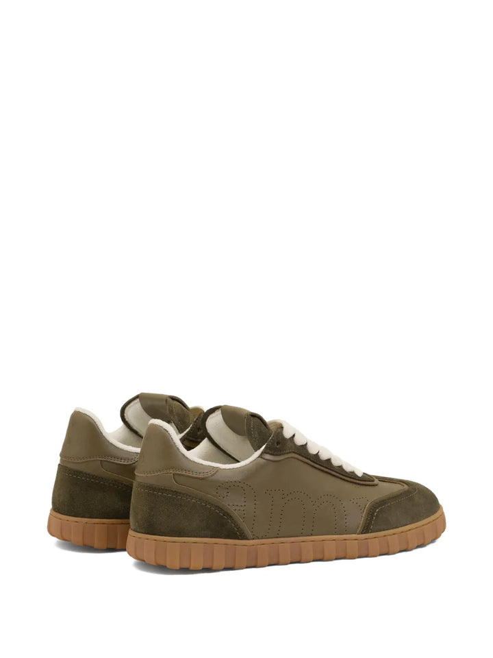 Ami Paris Step Perforated-Logo Leather Sneakers