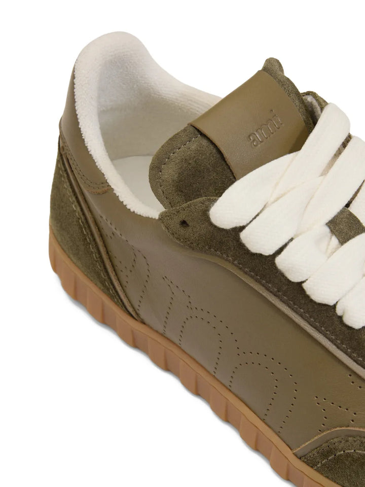 Ami Paris Step Perforated-Logo Leather Sneakers