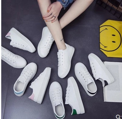 New spring tie sports casual shoes flat bottomed white shoes