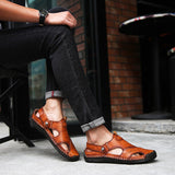 Men's Closed Toe Sandals Summer Adjustable Slides Slippers Fashion Beach Shoes