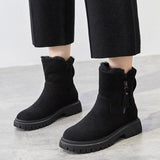 Middle Tube Plush Warm Cotton Shoes Leather And Fur Integrated Winter Women's Boots