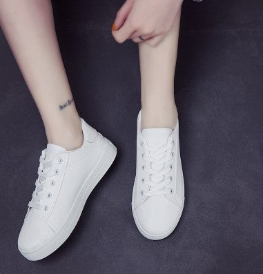 New spring tie sports casual shoes flat bottomed white shoes