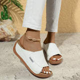 Summer Wedge Slides Slippers Fashion Fish Mouth Thick Bottom Roman Shoes Solid Color Beach Sandals For Women