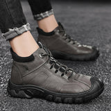 Autumn New High-top Men's New Casual Leather Shoes Chunky Shoes Ankle Boots
