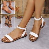 One-straped Flat Sandals Summer Buckle Roman Shoes Fashion Simple Sandal