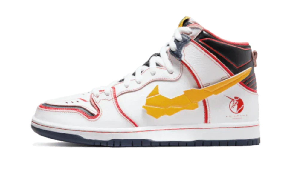  SB Dunk High Shoes White Amarillo Gundam RX-0 Unicorn
