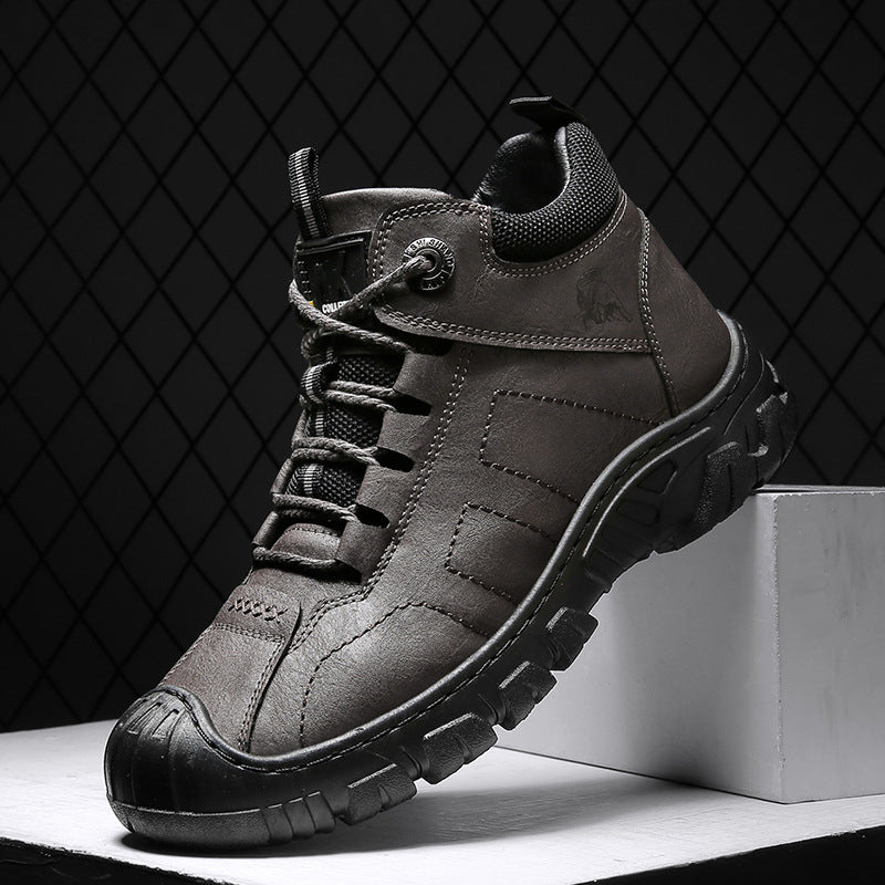 Autumn New High-top Men's New Casual Leather Shoes Chunky Shoes Ankle Boots