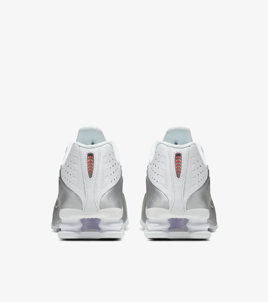  Shox R4 White and Metallic Silver